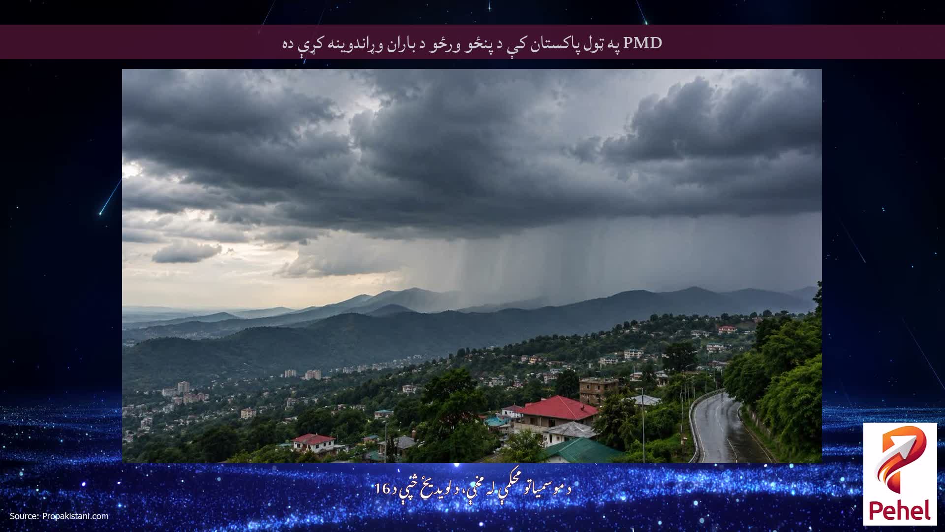 PMD په ټول پاکستان کې د پنځو ورځو د باران وړاندوینه کړې ده