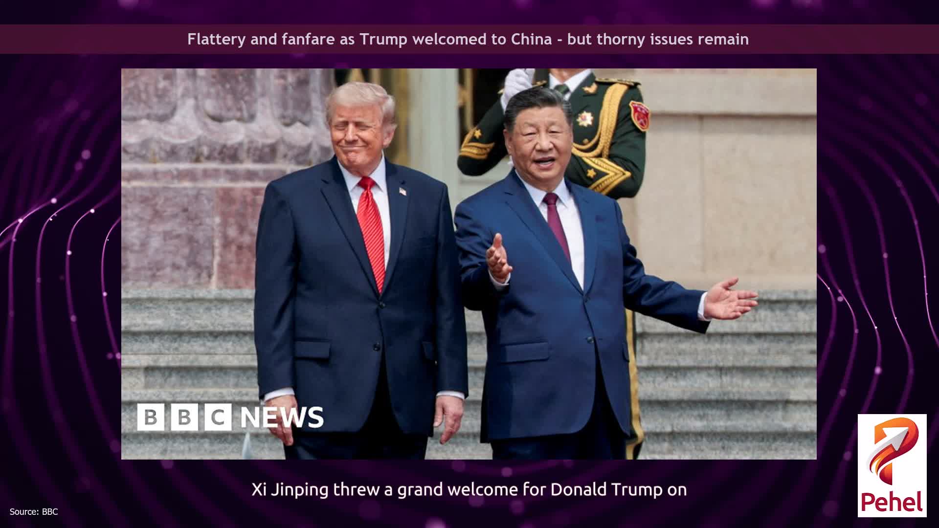 Flattery and fanfare as Trump welcomed to China - but thorny issues remain