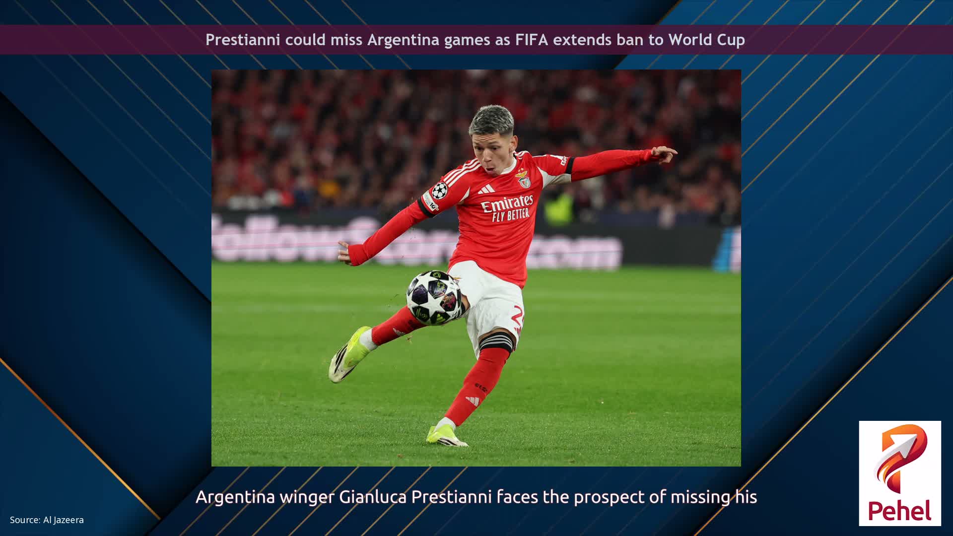 Prestianni could miss Argentina games as FIFA extends ban to World Cup
