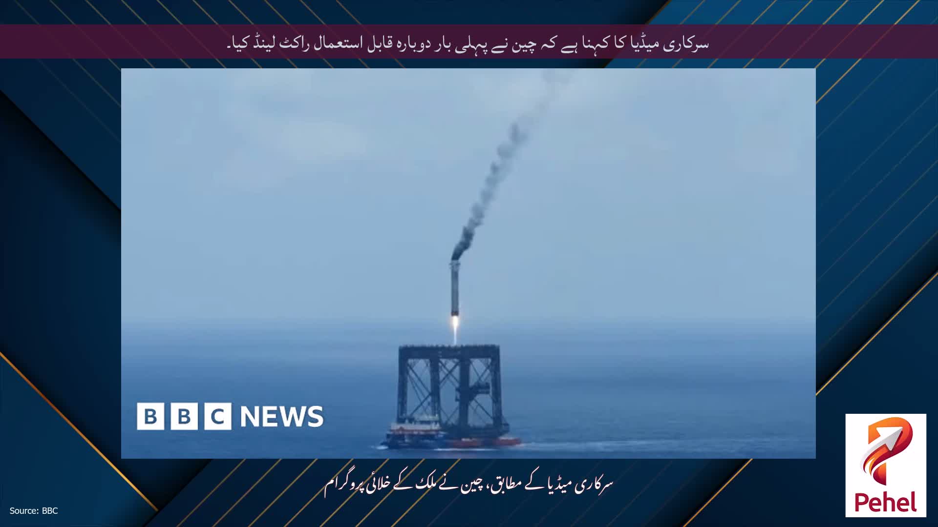سرکاری میڈیا کا کہنا ہے کہ چین نے پہلی بار دوبارہ قابل استعمال راکٹ لینڈ کیا۔