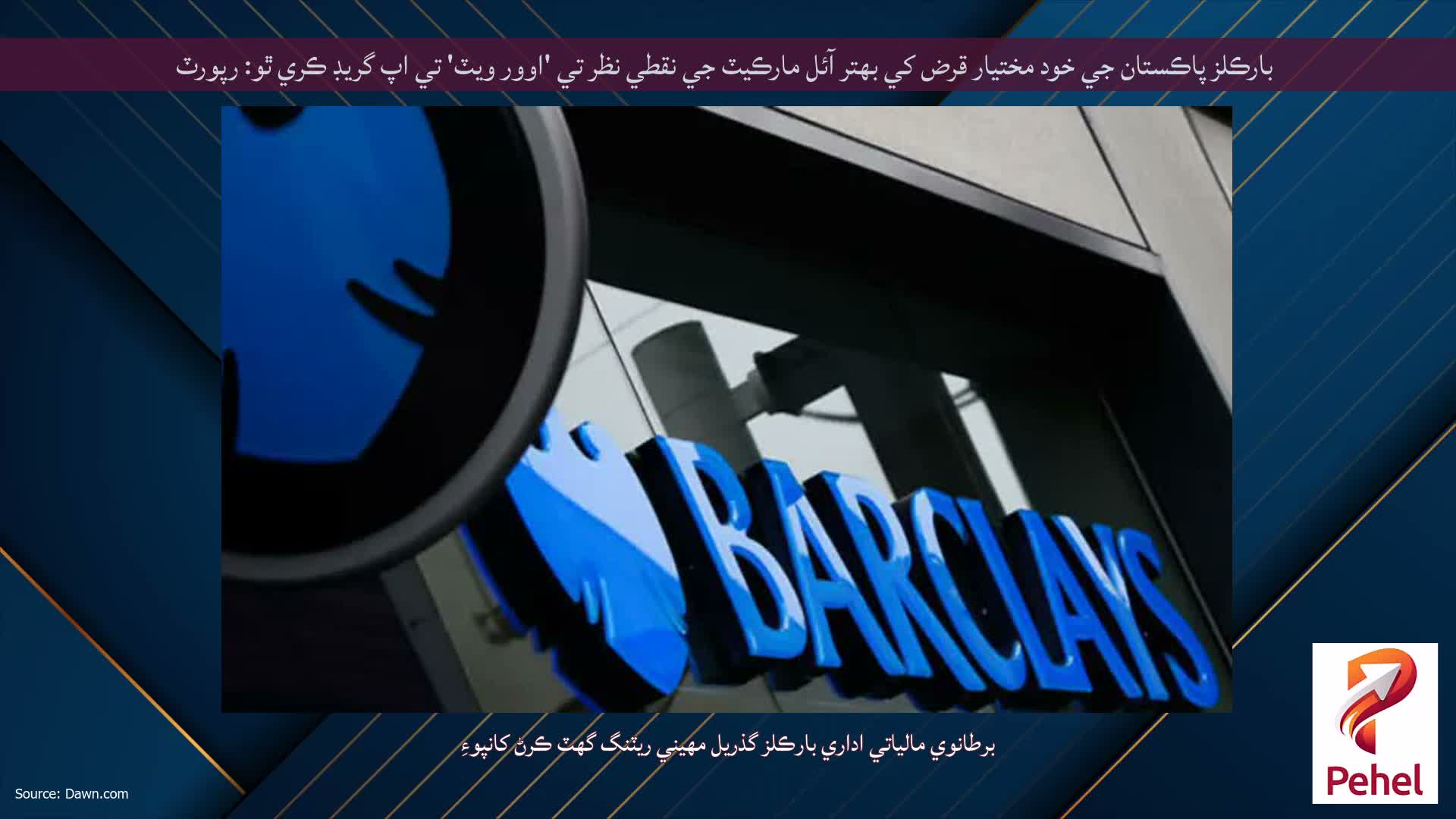 بارڪلز پاڪستان جي خود مختيار قرض کي بهتر آئل مارڪيٽ جي نقطي نظر تي 'اوور ويٽ' تي اپ گريڊ ڪري ٿو: رپورٽ