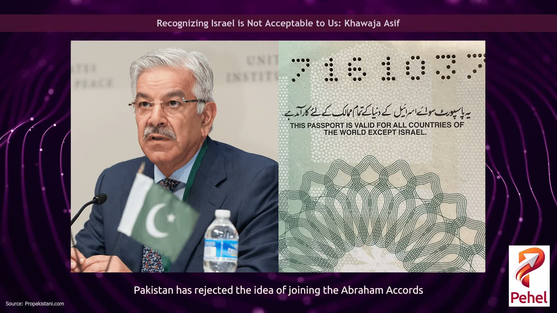 Recognizing Israel is Not Acceptable to Us: Khawaja Asif