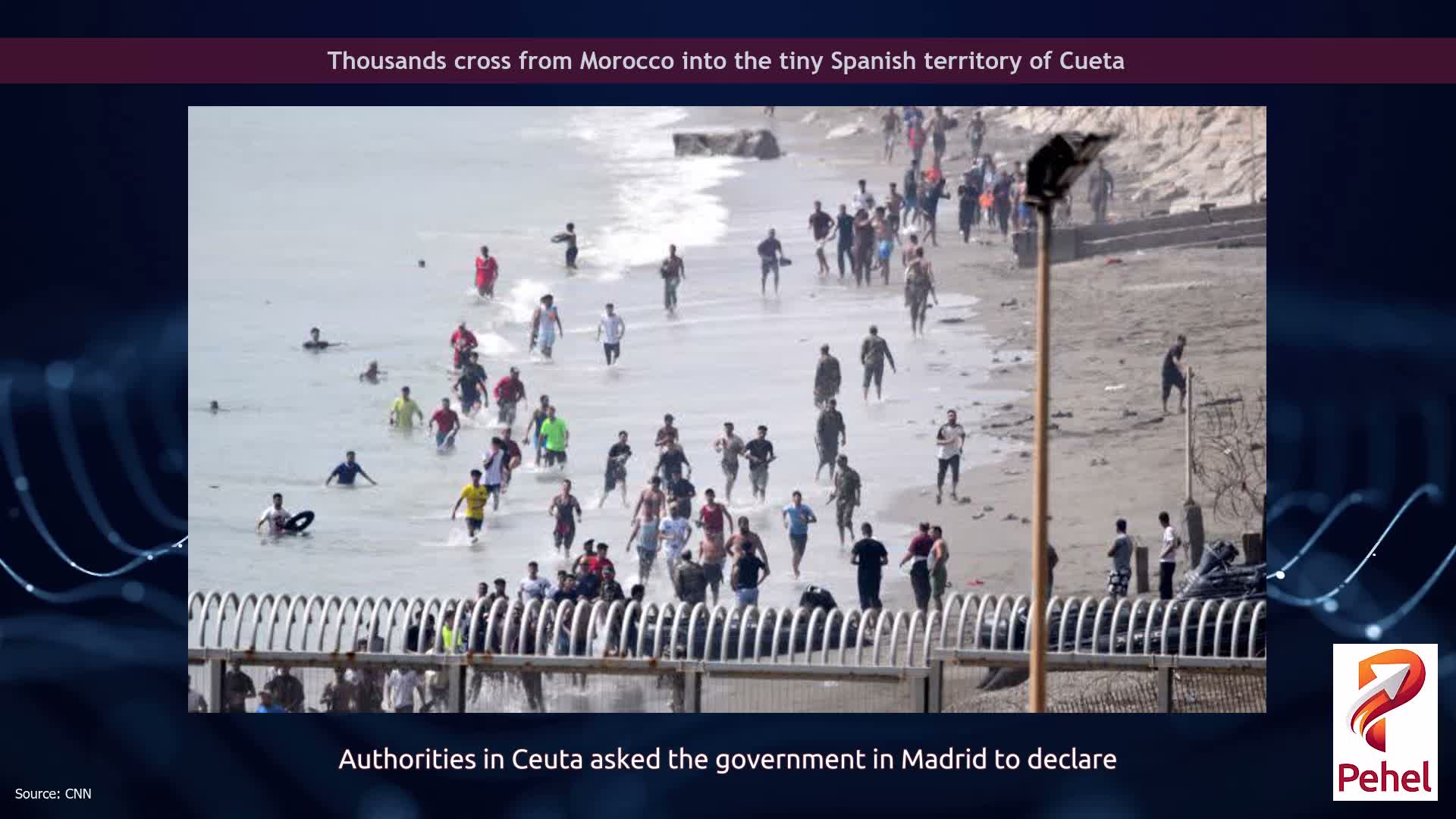 Thousands cross from Morocco into the tiny Spanish territory of Cueta