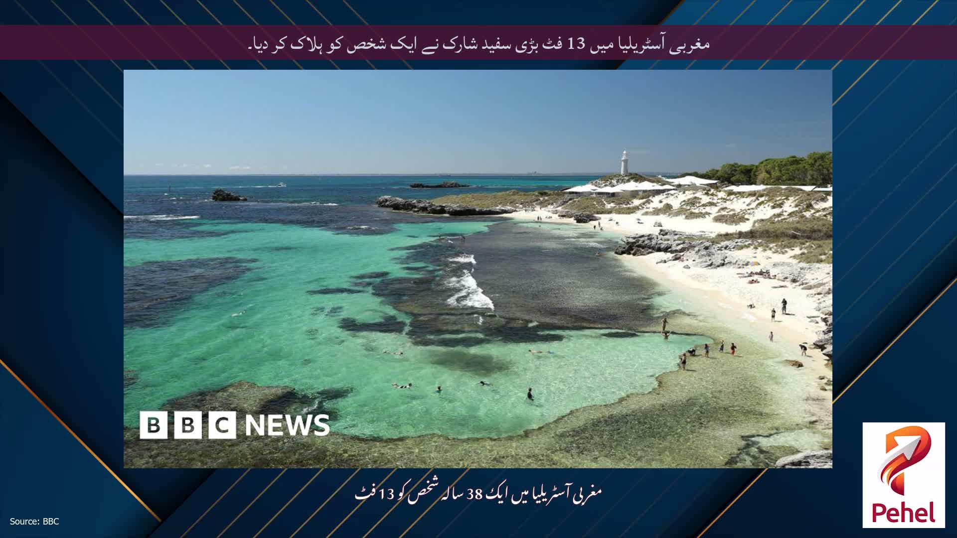 مغربی آسٹریلیا میں 13 فٹ بڑی سفید شارک نے ایک شخص کو ہلاک کر دیا۔