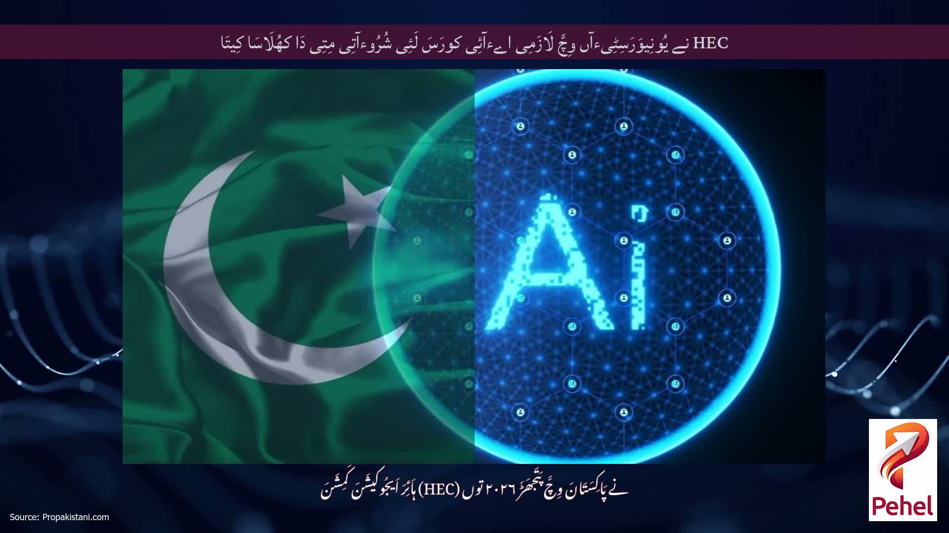 HEC نے یُونِیوَرَسِٹِیءآں وِچَّ لَازَمِی اےءآئِی کورَسَ لَئِی شُرُوءآتِی مِتِی دَا کھُلَاسَا کِیتَا
