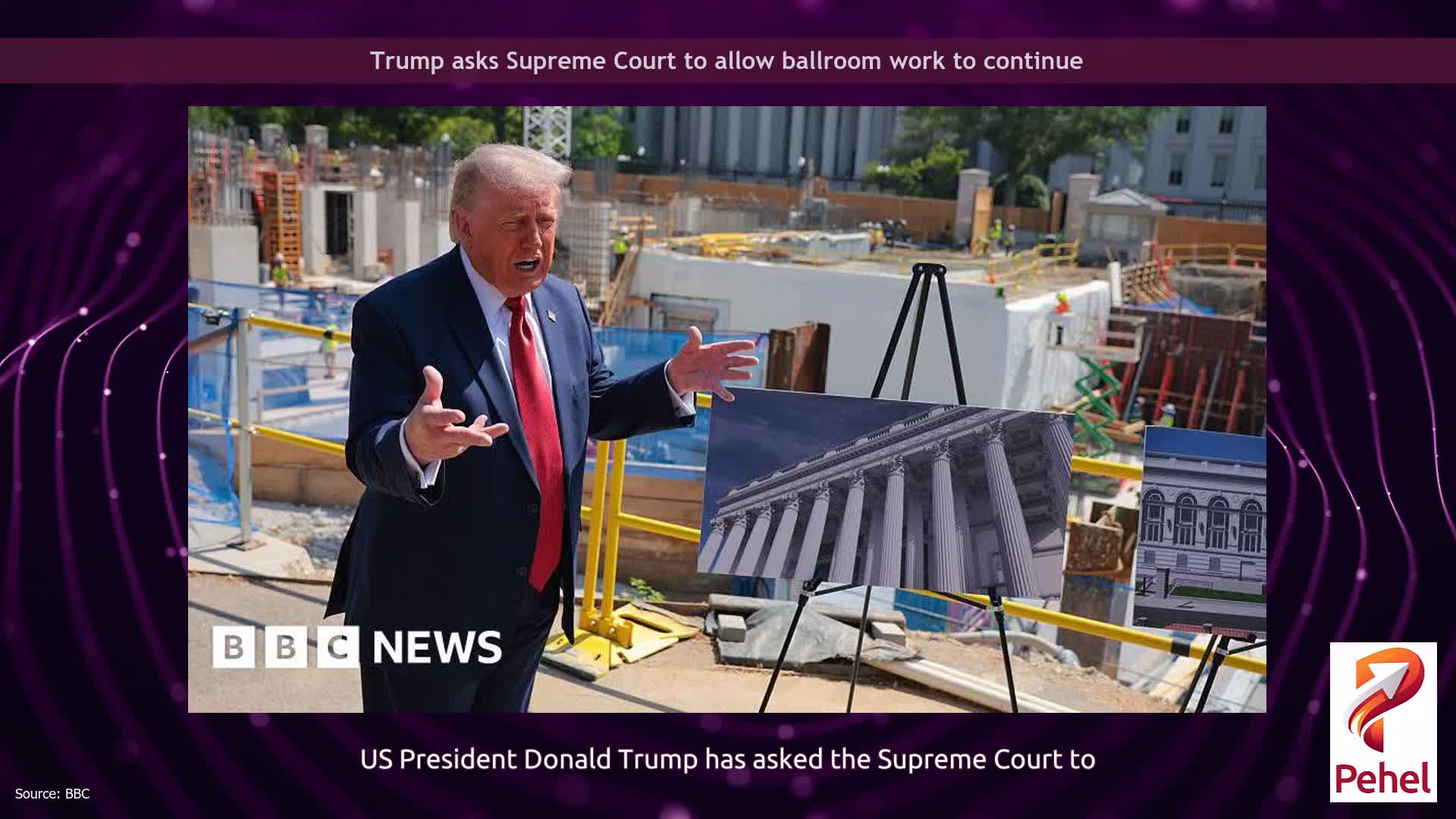 Trump asks Supreme Court to allow ballroom work to continue