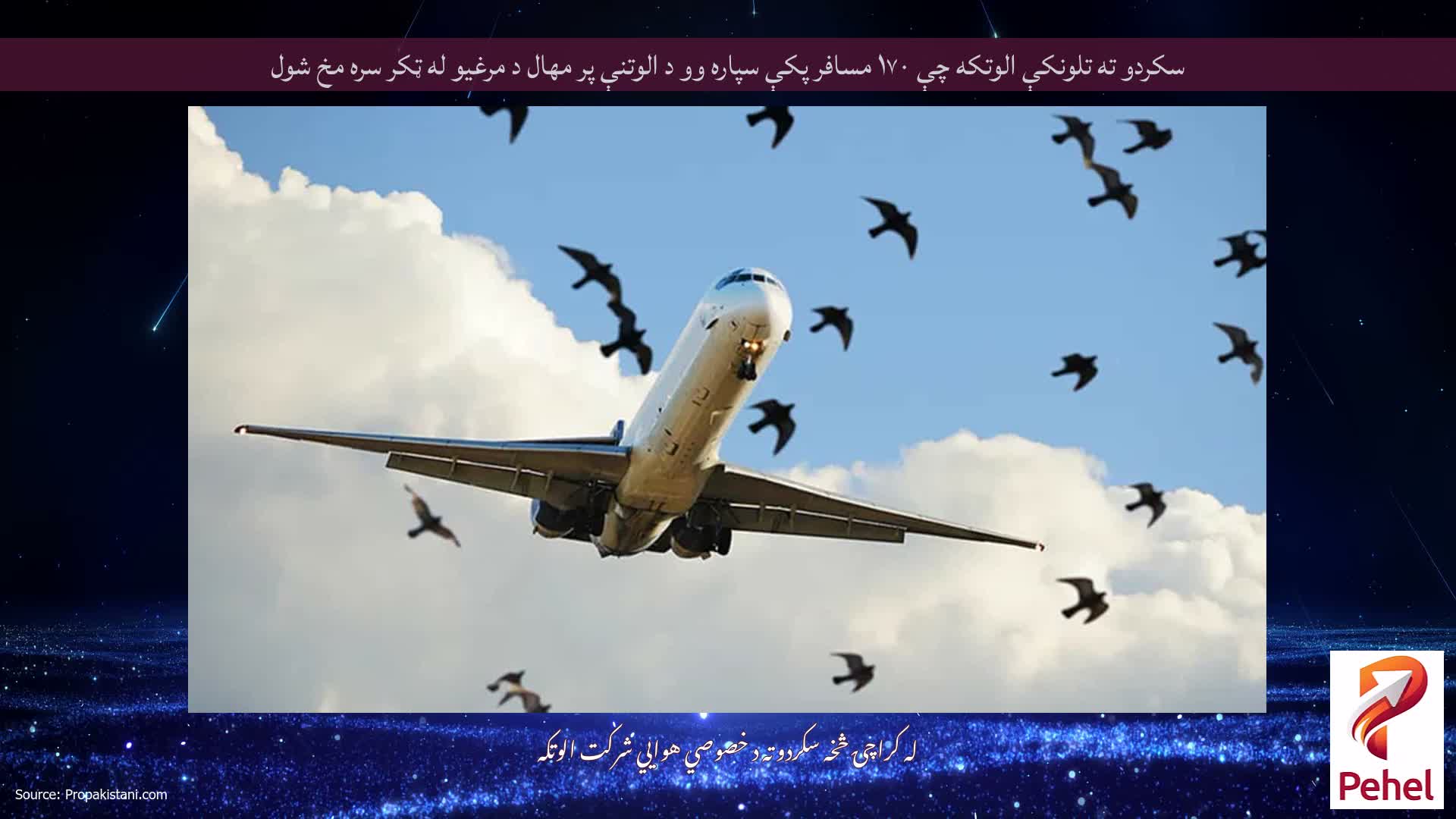 سکردو ته تلونکې الوتکه چې ۱۷۰ مسافر پکې سپاره وو د الوتنې پر مهال د مرغیو له ټکر سره مخ شول