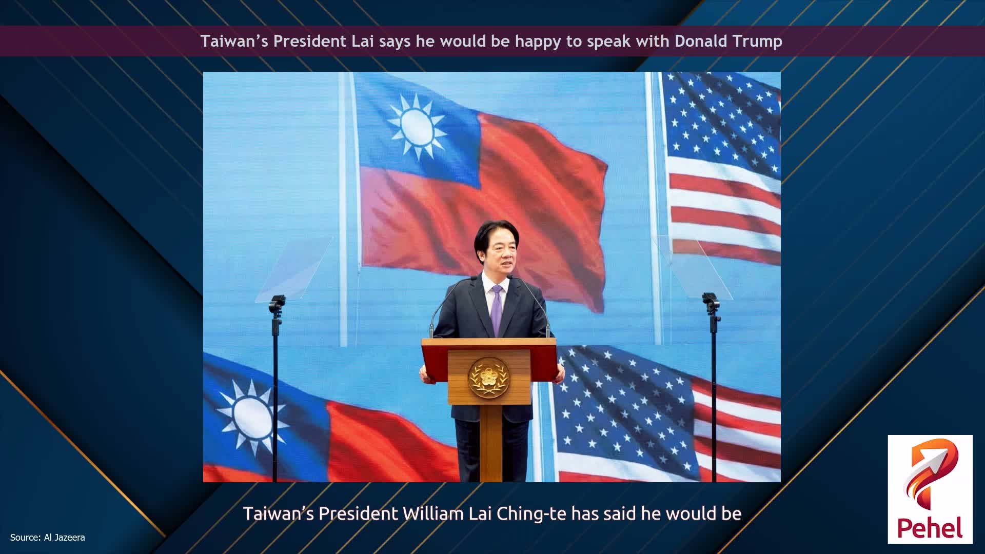 Taiwan’s President Lai says he would be happy to speak with Donald Trump
