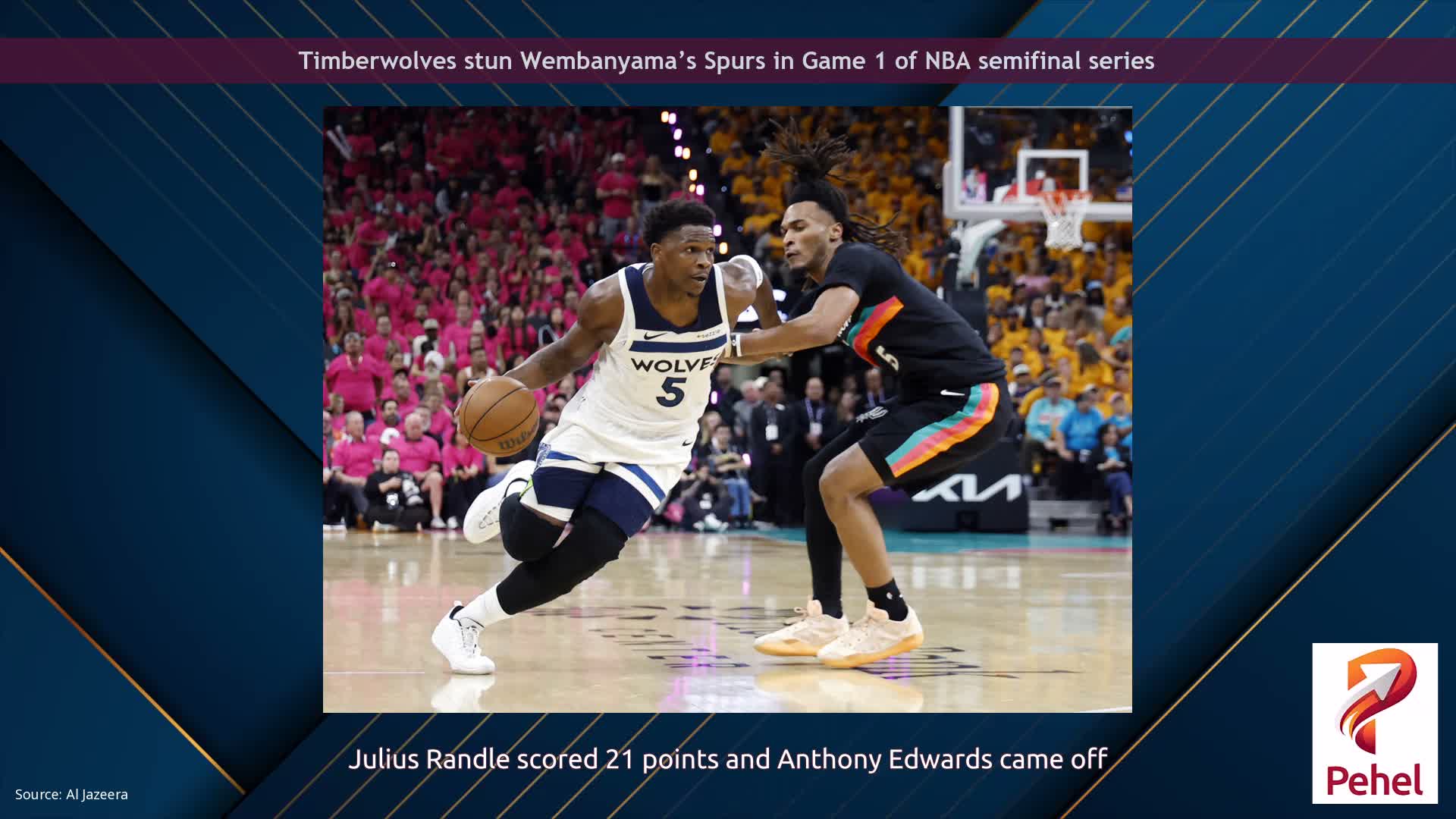 Timberwolves stun Wembanyama’s Spurs in Game 1 of NBA semifinal series