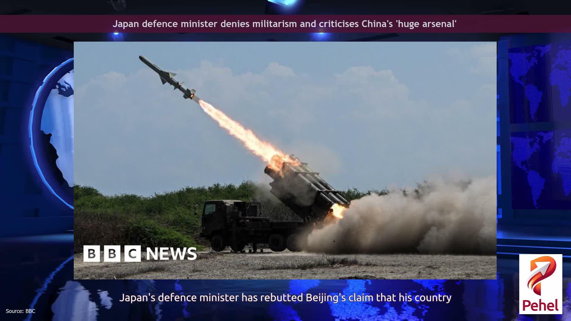 Japan defence minister denies militarism and criticises China's 'huge arsenal'