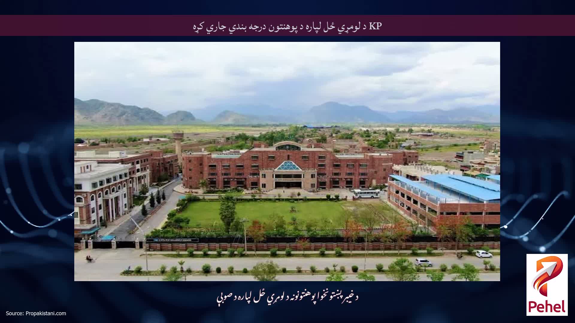 KP د لومړي ځل لپاره د پوهنتون درجه بندي جاري کړه
