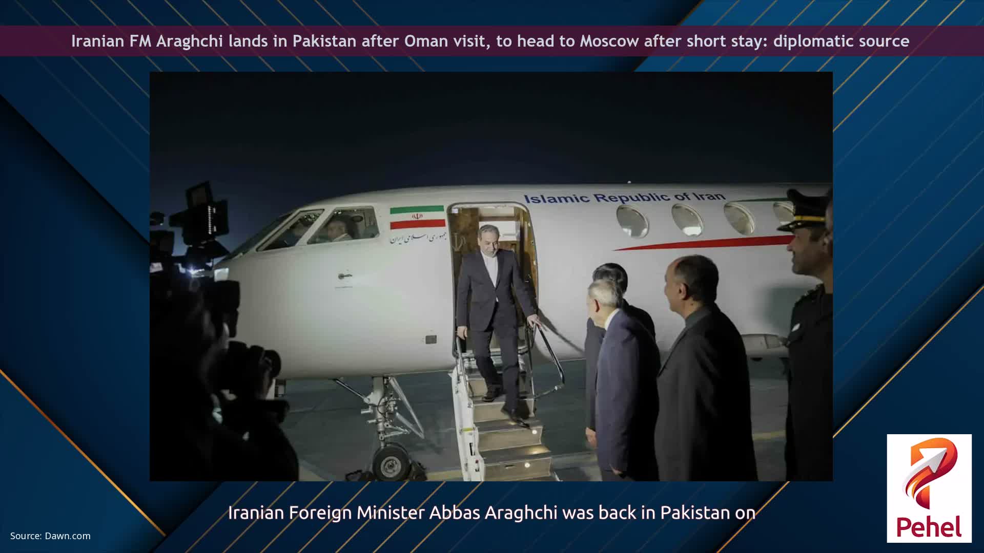 Iranian FM Araghchi lands in Pakistan after Oman visit, to head to Moscow after short stay: diplomatic source