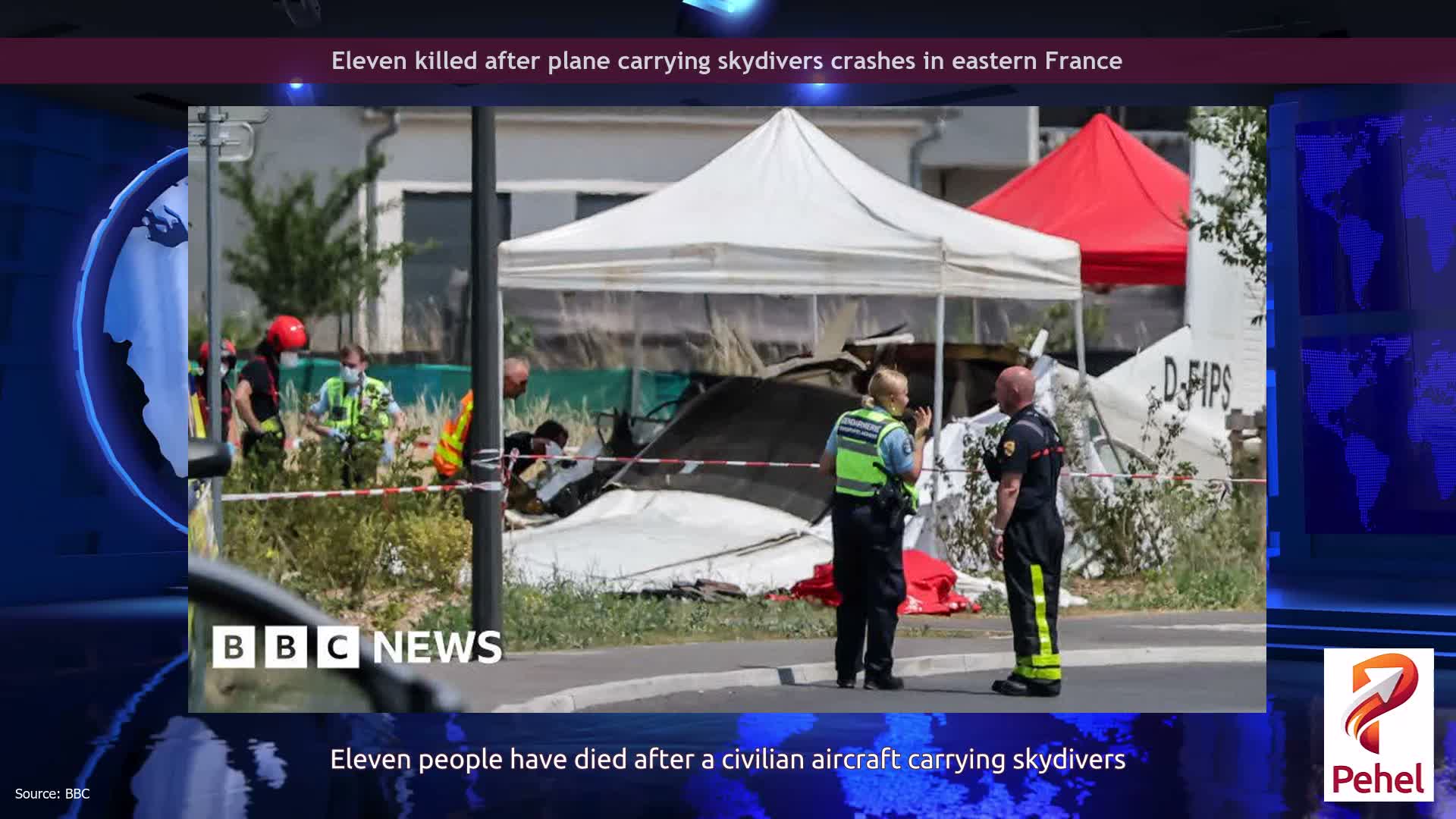 Eleven killed after plane carrying skydivers crashes in eastern France