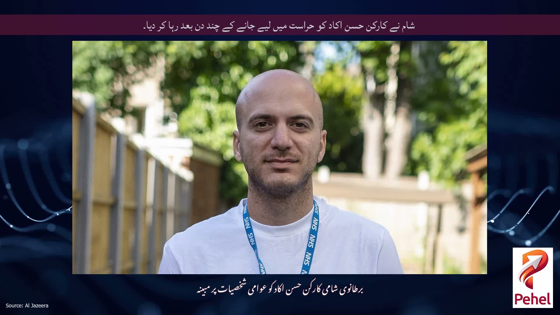 شام نے کارکن حسن اکاد کو حراست میں لیے جانے کے چند دن بعد رہا کر دیا۔