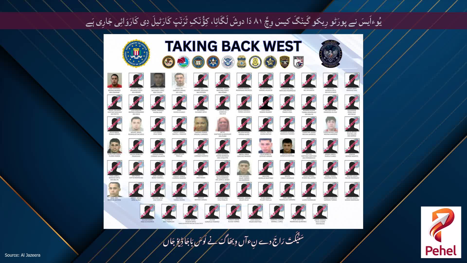 یُوءاَیسَ نے پورَٹو رِیکو گَین٘گَ کیسَ وِچَّ ۸۱ دَا دوشَ لَگَائِا، کِؤُن٘کِ ٹَرَن٘پَ کَارَٹیلَ دِی کَارَوَائِی جَارِی ہَے