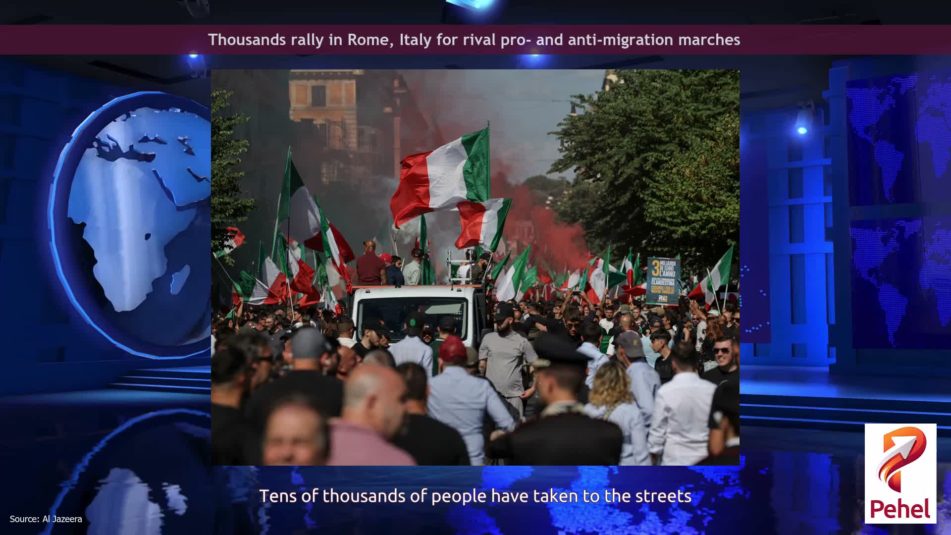 Thousands rally in Rome, Italy for rival pro- and anti-migration marches