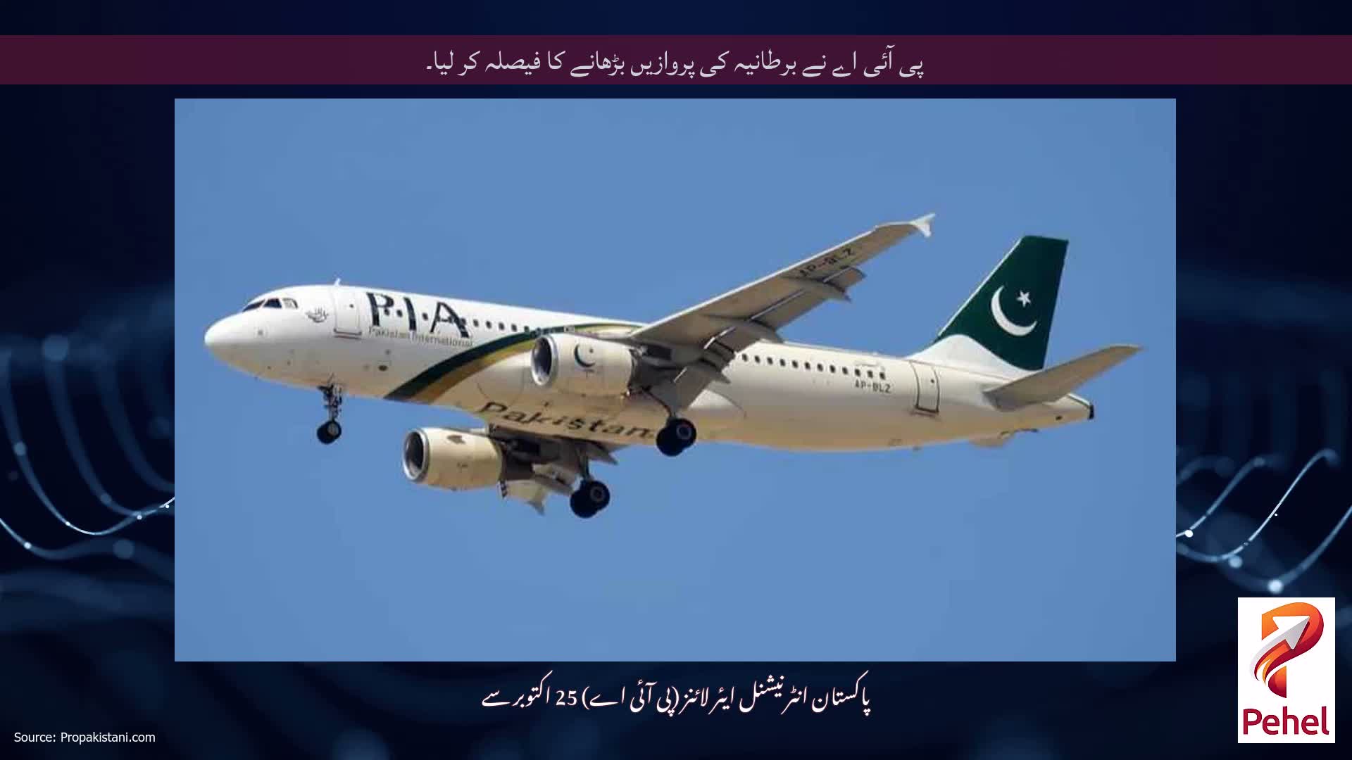 پی آئی اے نے برطانیہ کی پروازیں بڑھانے کا فیصلہ کر لیا۔