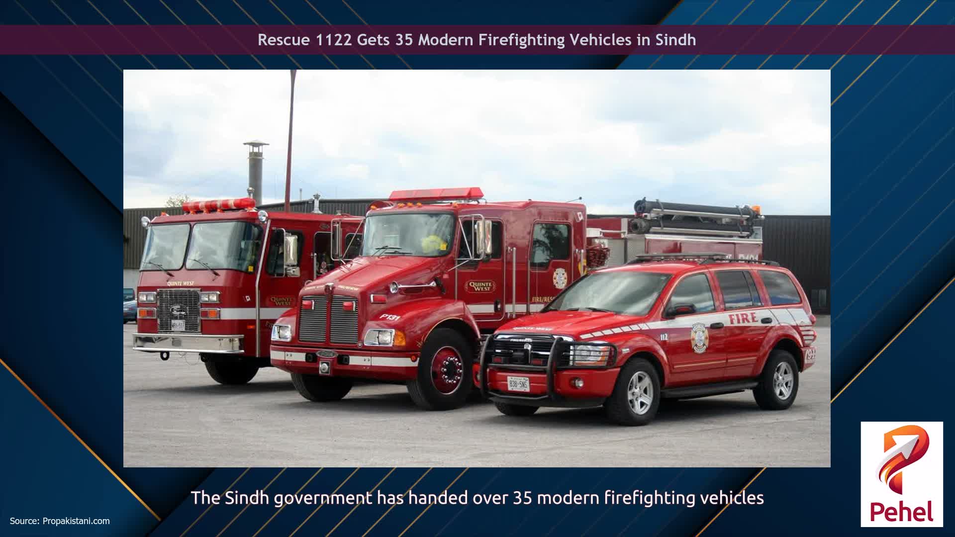 Rescue 1122 Gets 35 Modern Firefighting Vehicles in Sindh