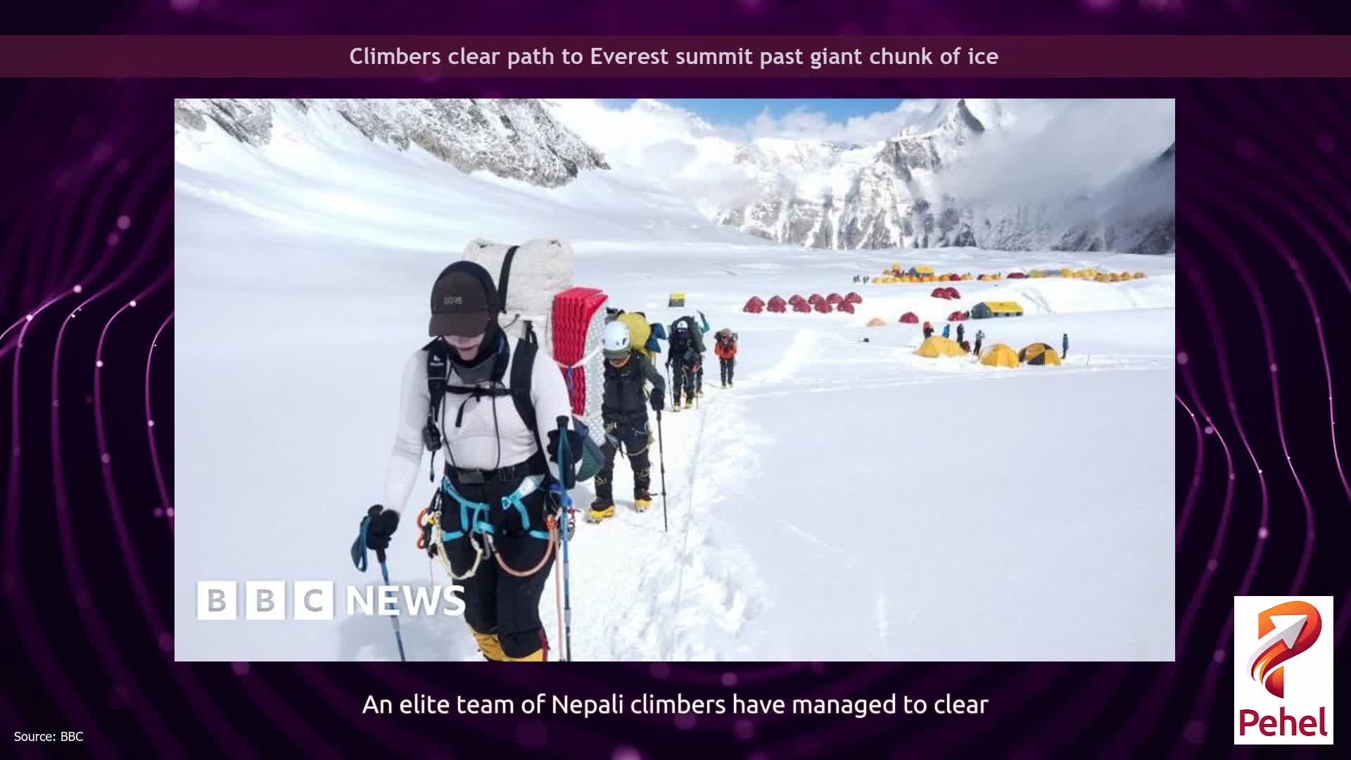 Climbers clear path to Everest summit past giant chunk of ice