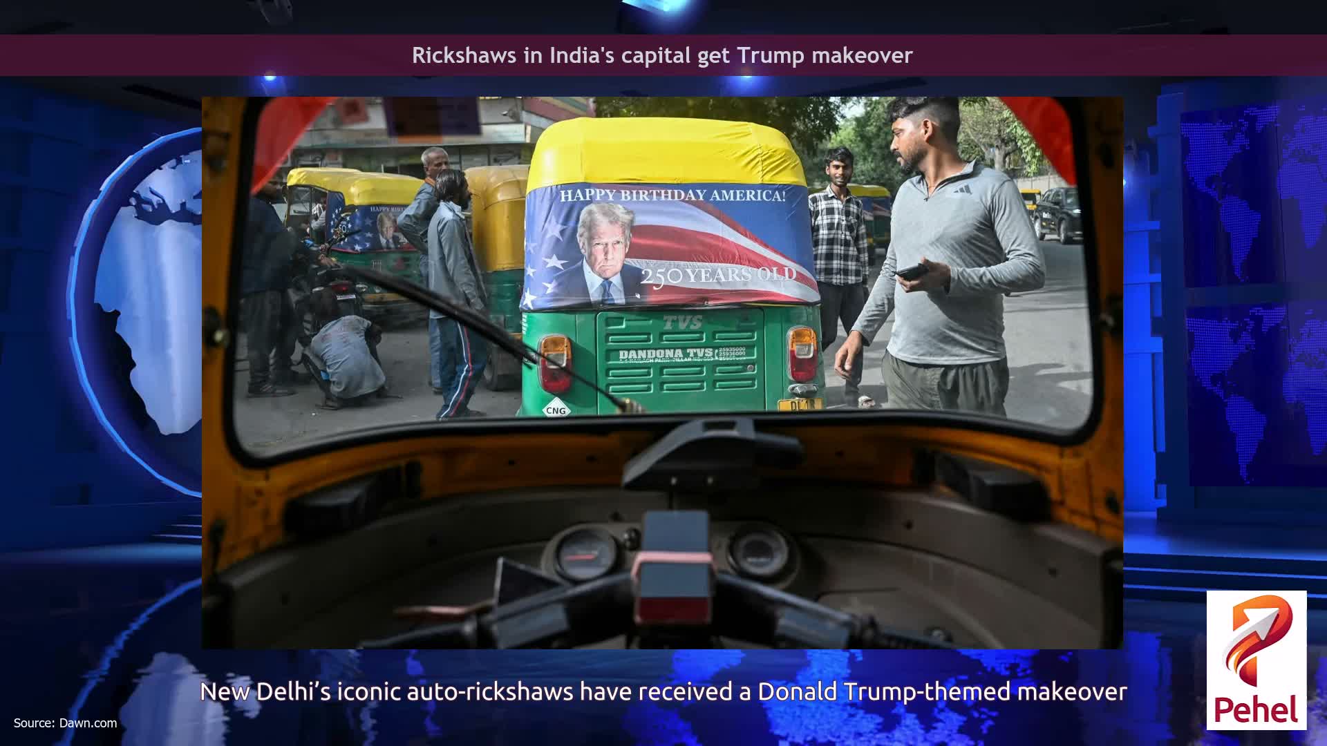 Rickshaws in India's capital get Trump makeover