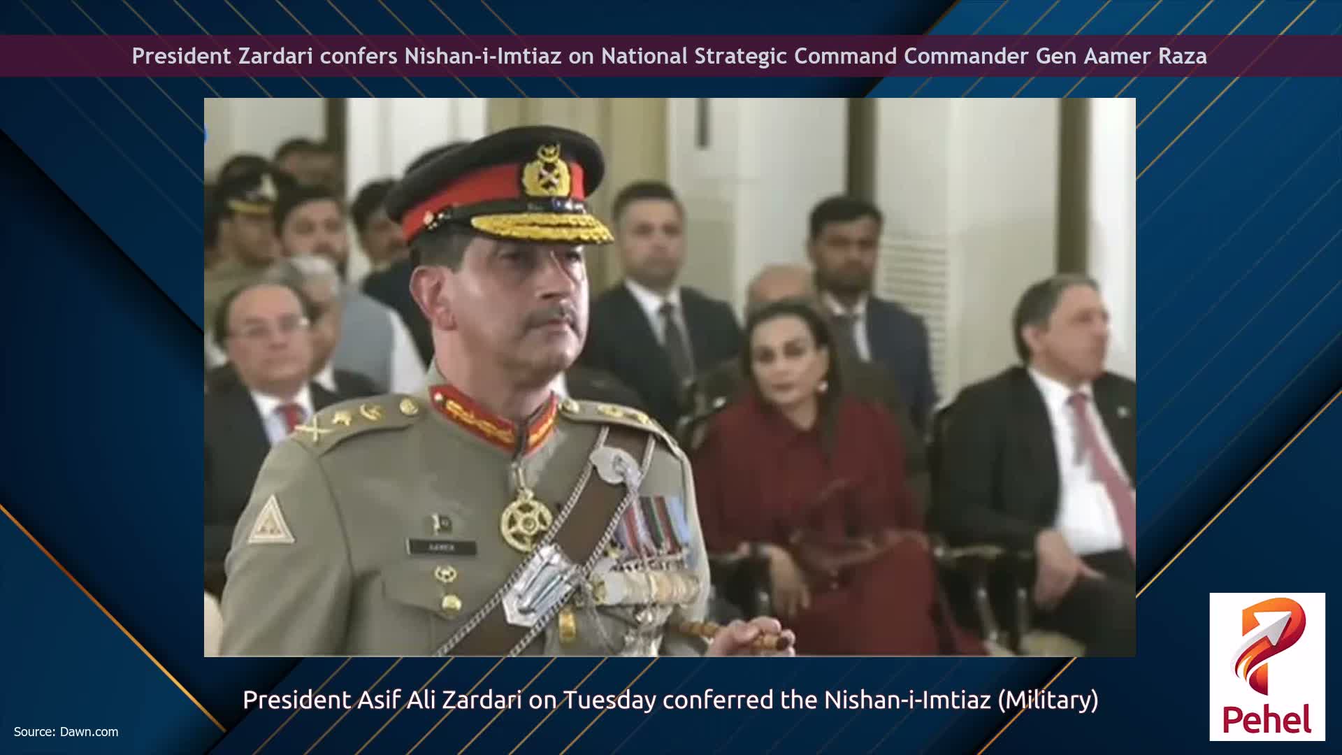 President Zardari confers Nishan-i-Imtiaz on National Strategic Command Commander Gen Aamer Raza