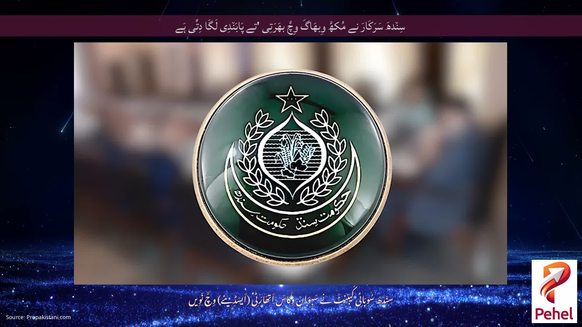 سِن٘دھَ سَرَکَارَ نے مُکھَّ وِبھَاگَ وِچَّ بھَرَتِی 'تے پَابَن٘دِی لَگَا دِتِّی ہَے