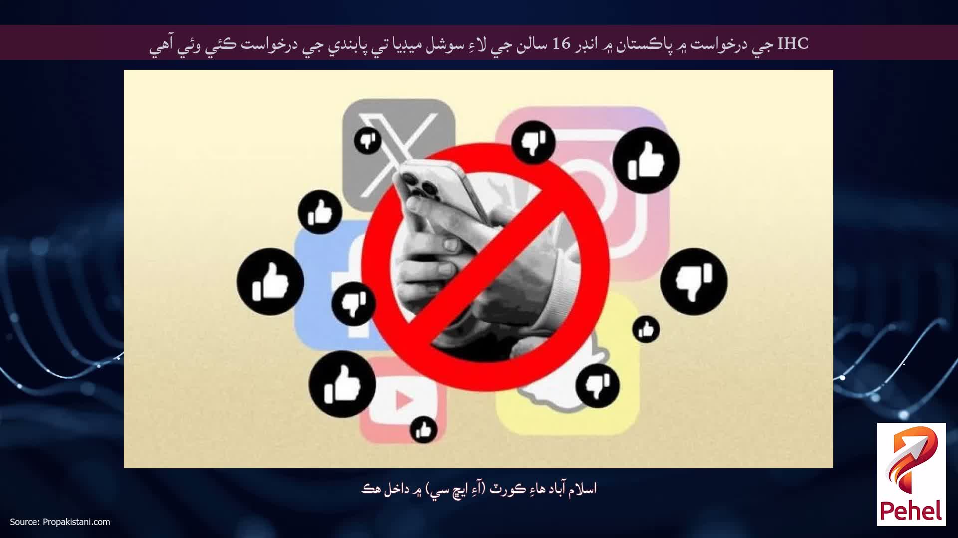 IHC جي درخواست ۾ پاڪستان ۾ انڊر 16 سالن جي لاءِ سوشل ميڊيا تي پابندي جي درخواست ڪئي وئي آهي