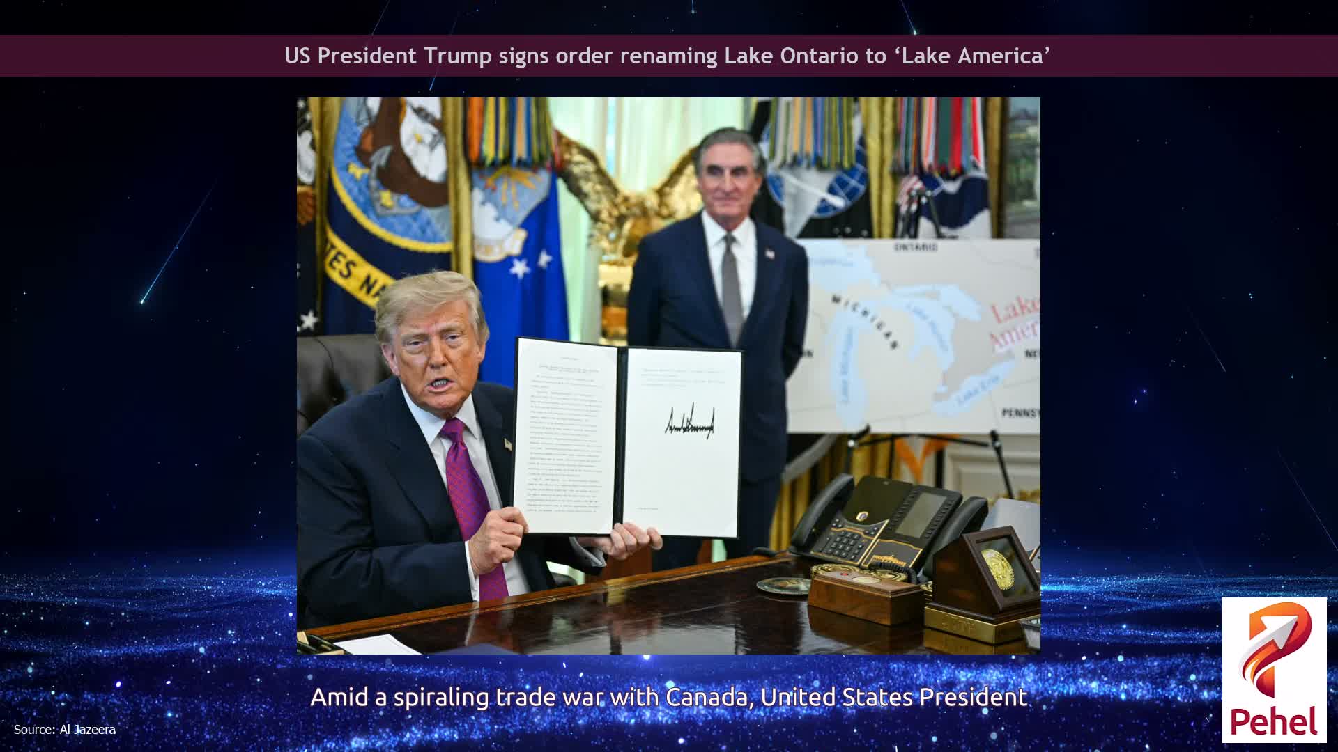 US President Trump signs order renaming Lake Ontario to ‘Lake America’