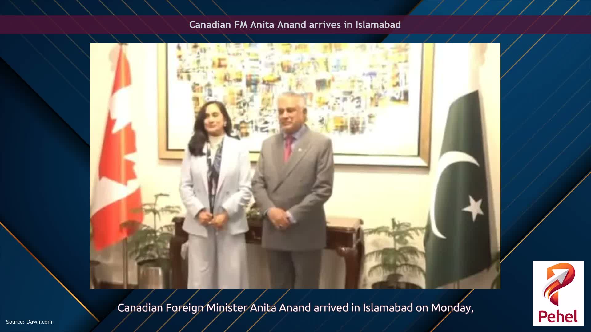 Canadian FM Anita Anand arrives in Islamabad