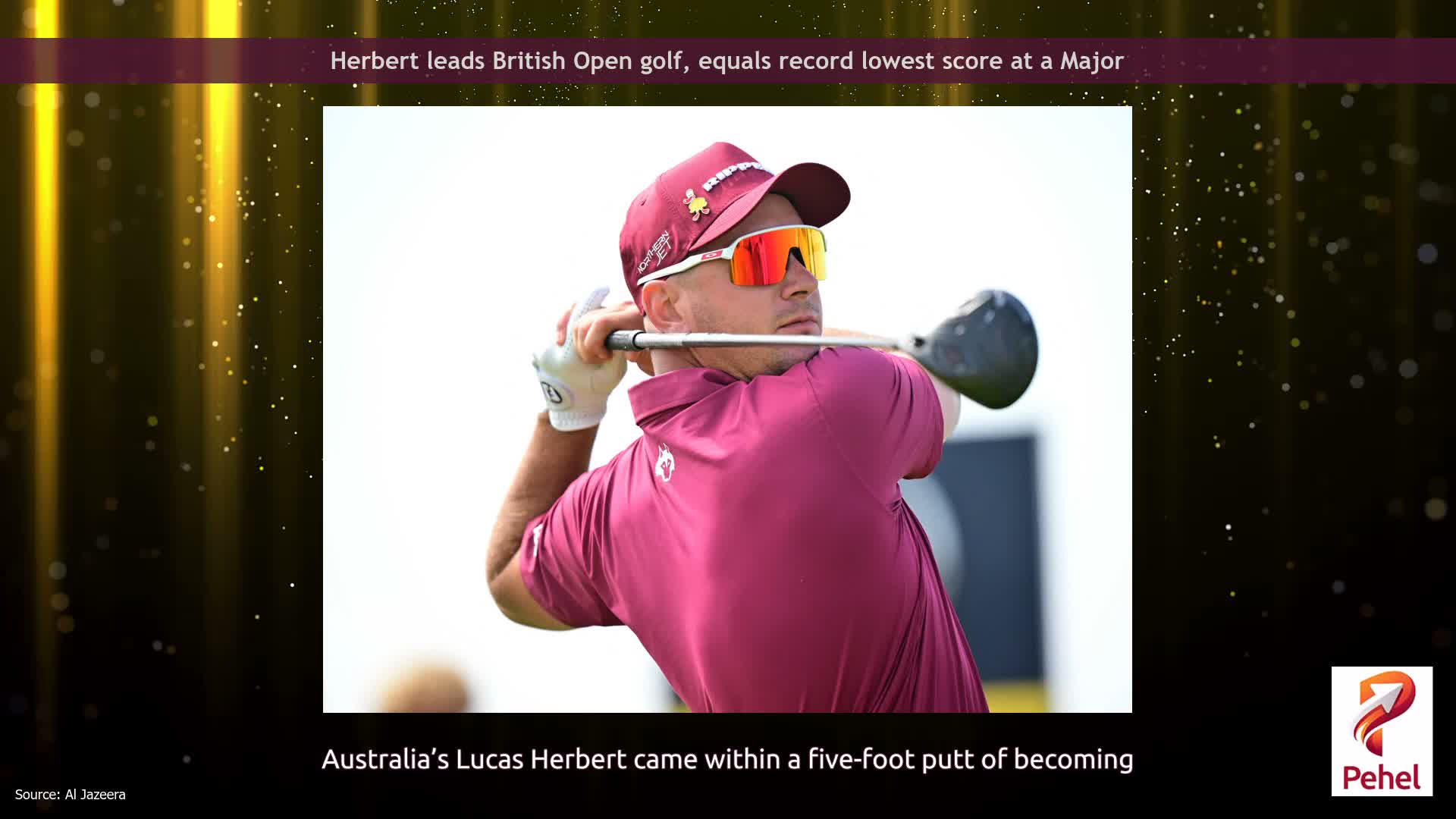 Herbert leads British Open golf, equals record lowest score at a Major