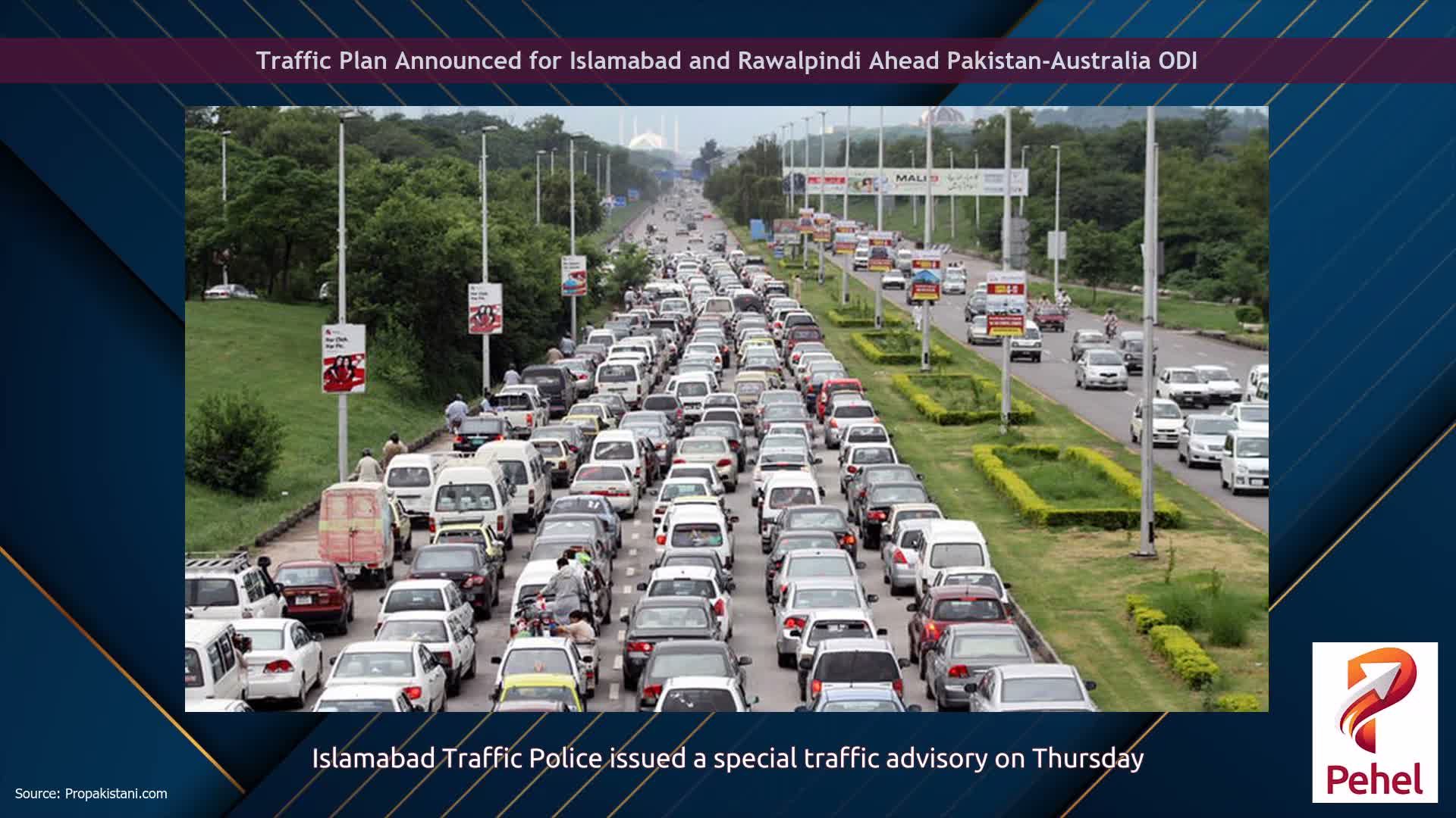 Traffic Plan Announced for Islamabad and Rawalpindi Ahead Pakistan-Australia ODI