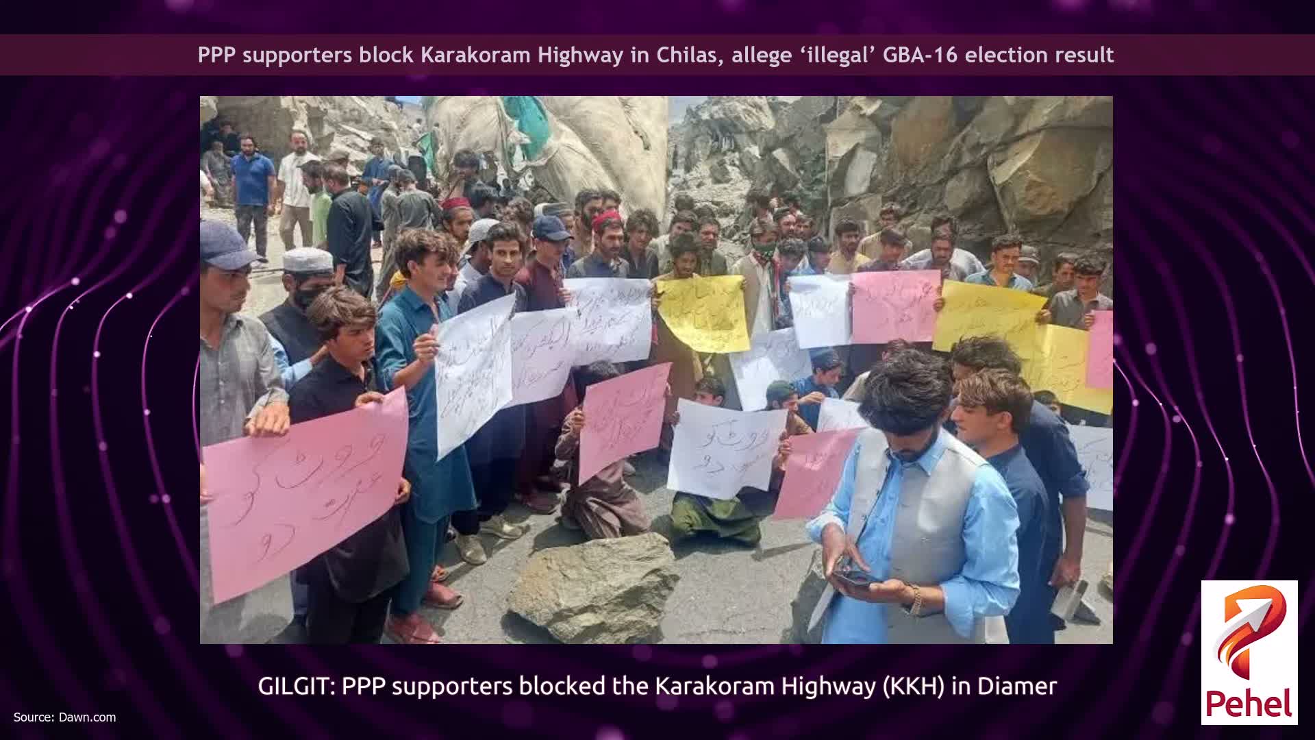 PPP supporters block Karakoram Highway in Chilas, allege ‘illegal’ GBA-16 election result