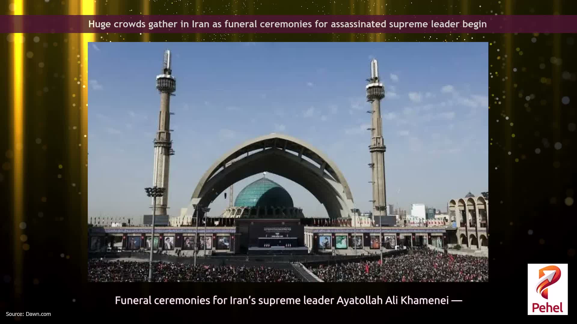 Huge crowds gather in Iran as funeral ceremonies for assassinated supreme leader begin