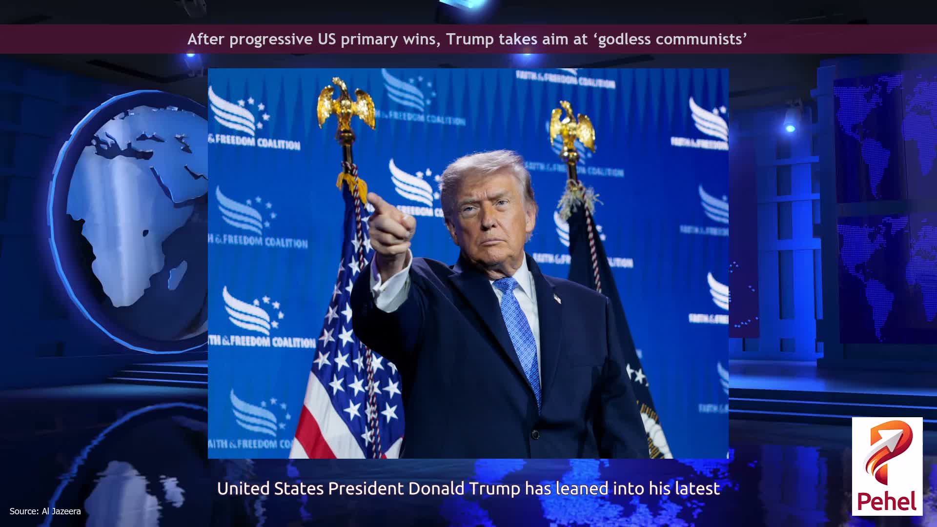 After progressive US primary wins, Trump takes aim at ‘godless communists’