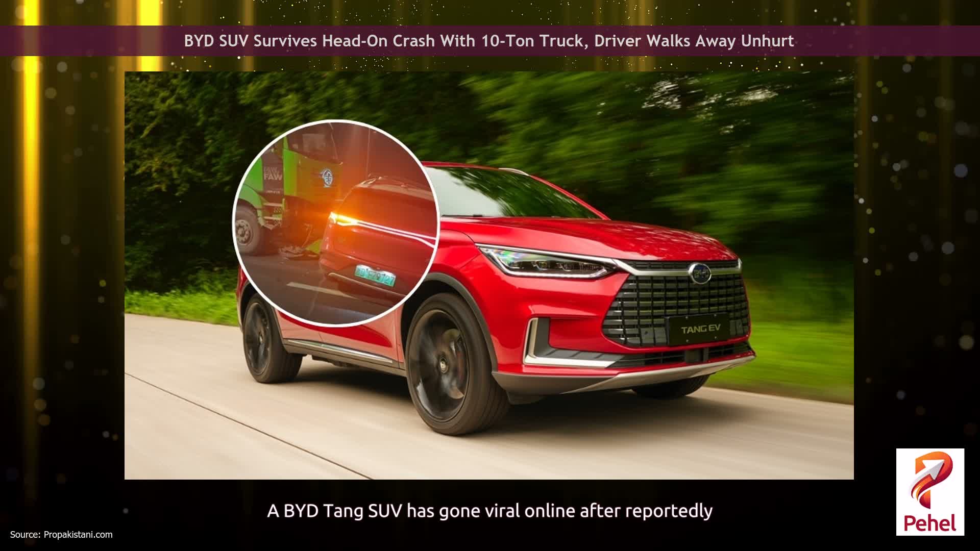 BYD SUV Survives Head-On Crash With 10-Ton Truck, Driver Walks Away Unhurt