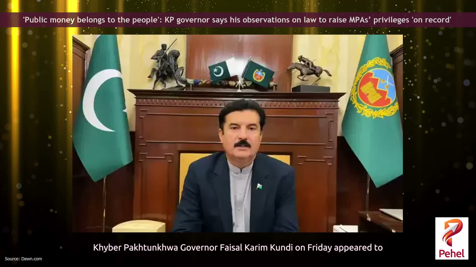 'Public money belongs to the people': KP governor says his observations on law to raise MPAs’ privileges 'on record'