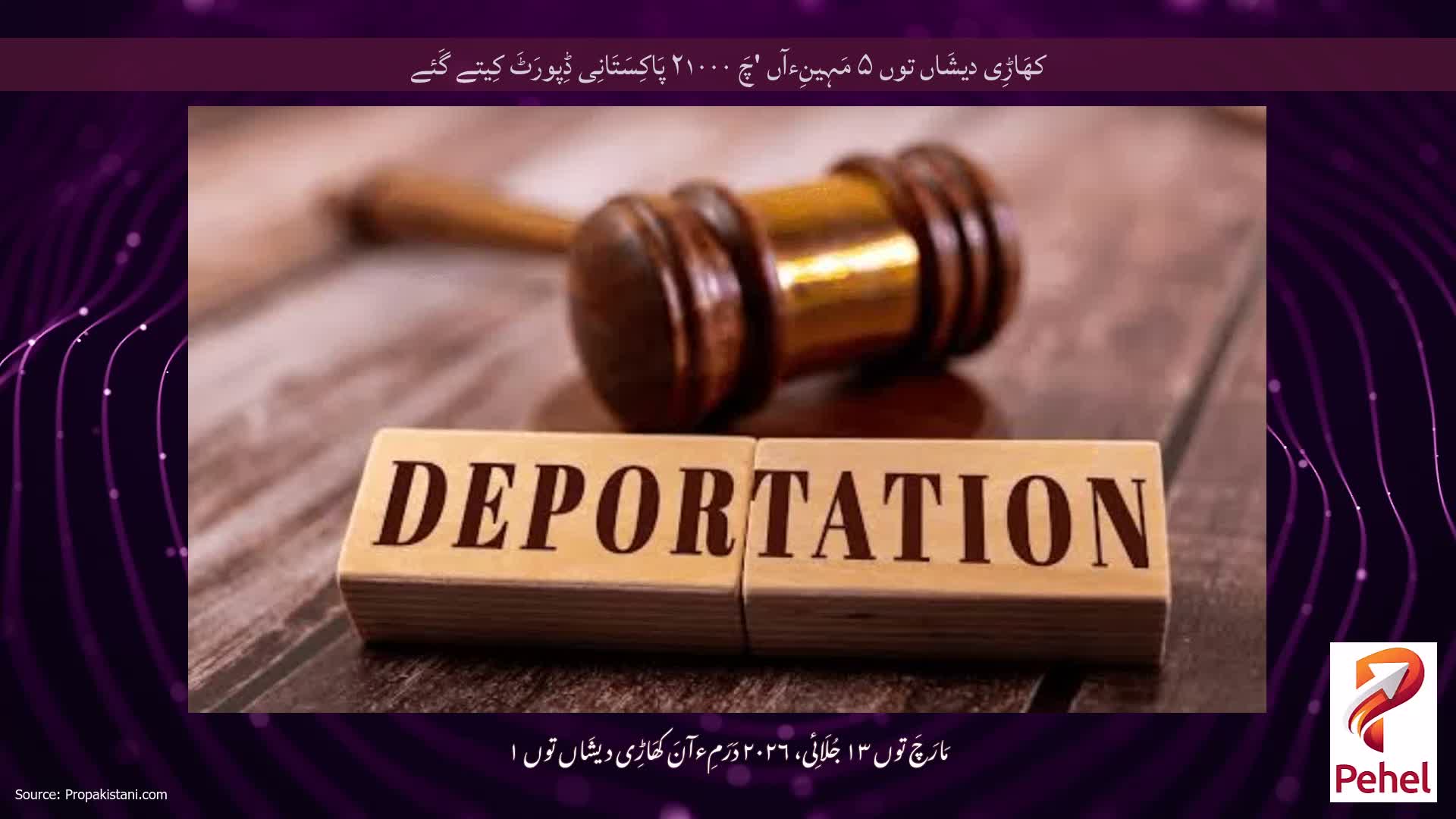 کھَاڑِی دیشَاں توں ۵ مَہِینِءآں 'چَ ۲۱۰۰۰ پَاکِسَتَانِی ڈِپورَٹَ کِیتے گَئے