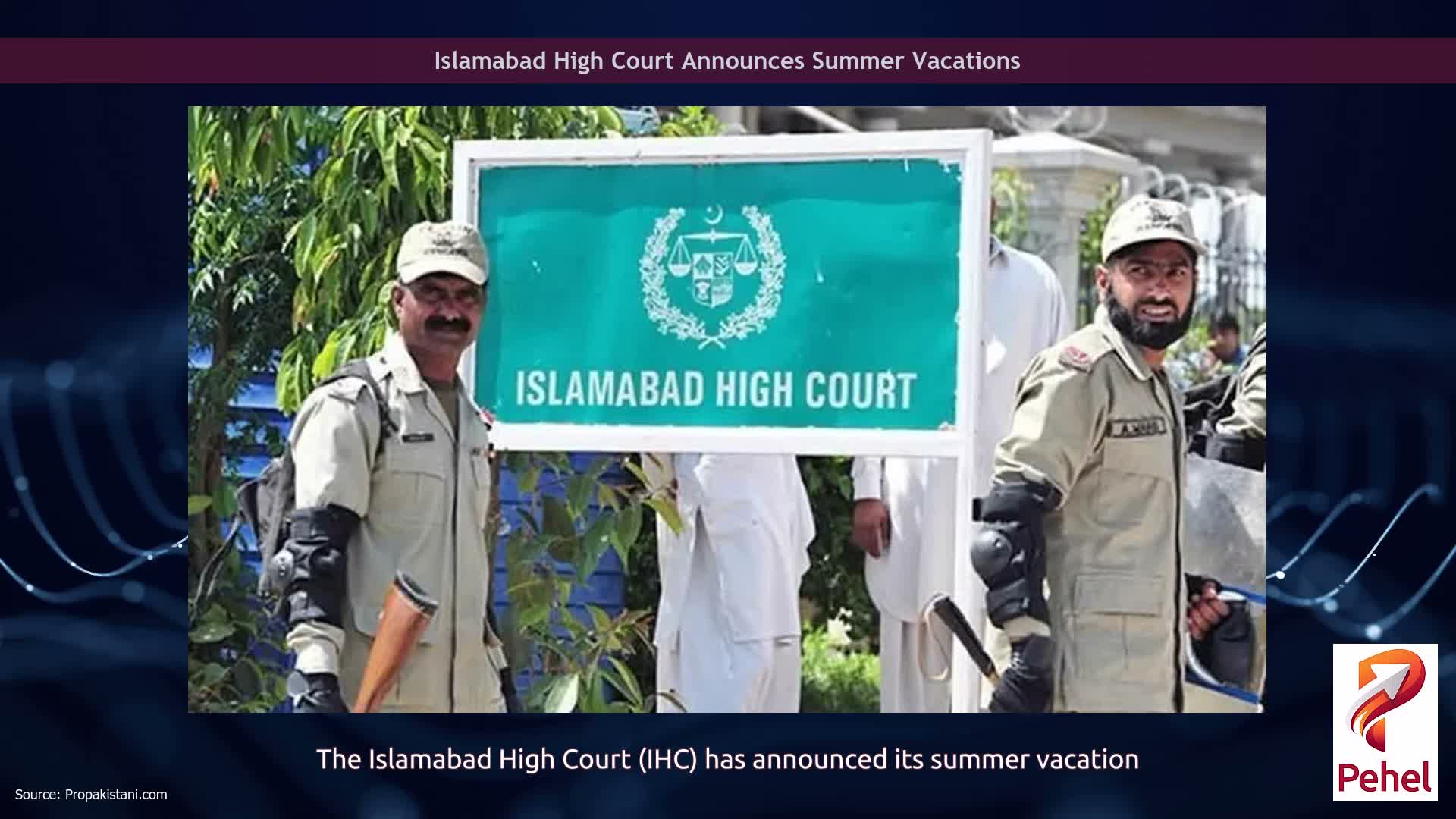 Islamabad High Court Announces Summer Vacations