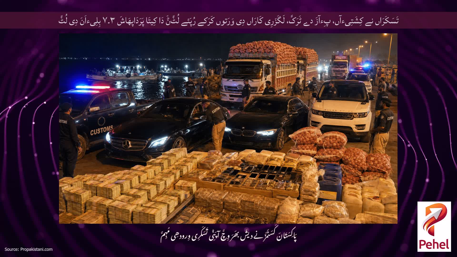 تَسَکَرَاں نے کِشَتِیءآں، پِءآزَ دے ٹَرَکَّ، لَگَزَرِی کَارَاں دِی وَرَتوں کَرَکے رُپَئے لُٹَّݨَ دَا کِیتَا پَرَدَاپھَاشَ ۳۔۷ بِلِیءاَنَ دِی لُٹَّ