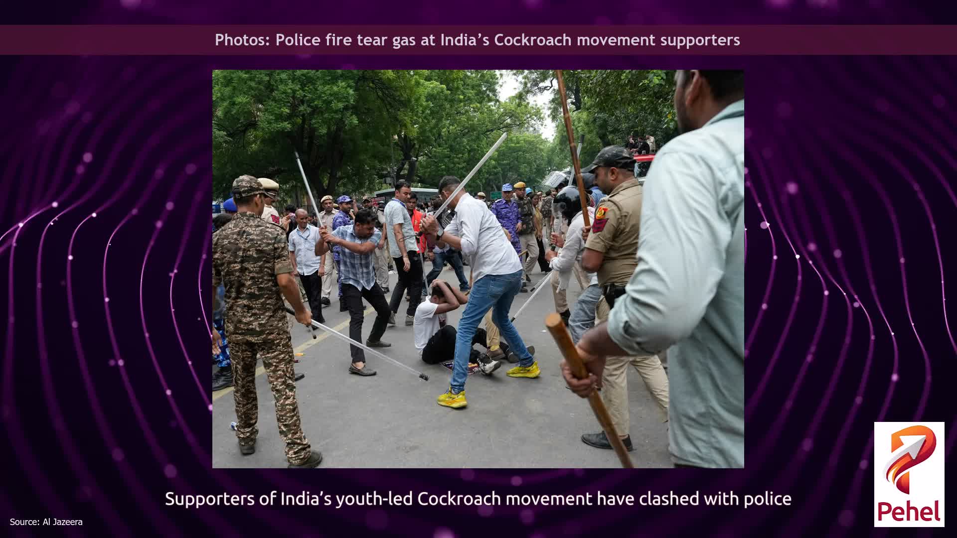 Photos: Police fire tear gas at India’s Cockroach movement supporters