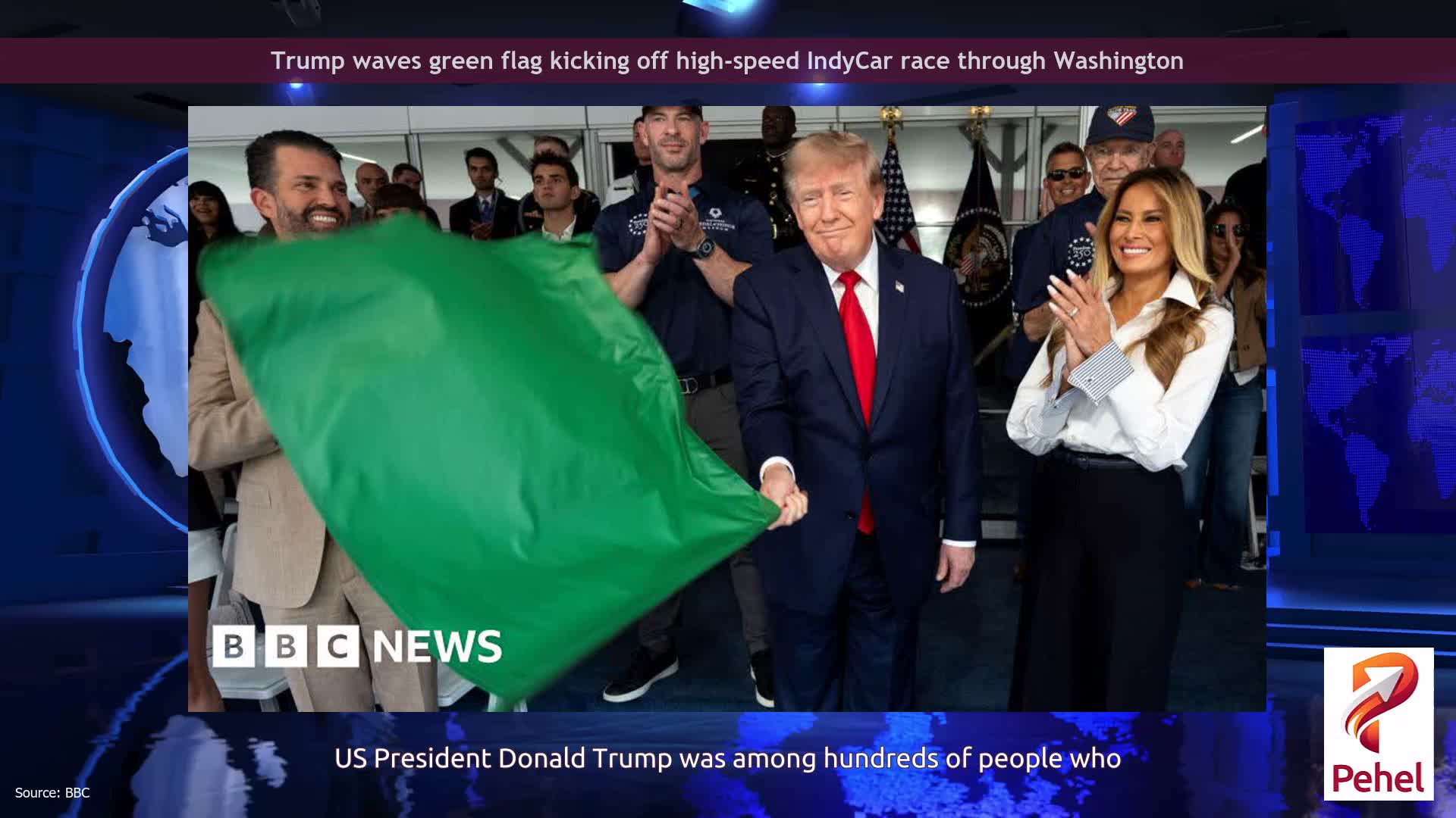 Trump waves green flag kicking off high-speed IndyCar race through Washington