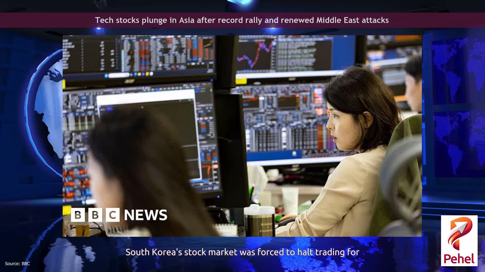 Tech stocks plunge in Asia after record rally and renewed Middle East attacks
