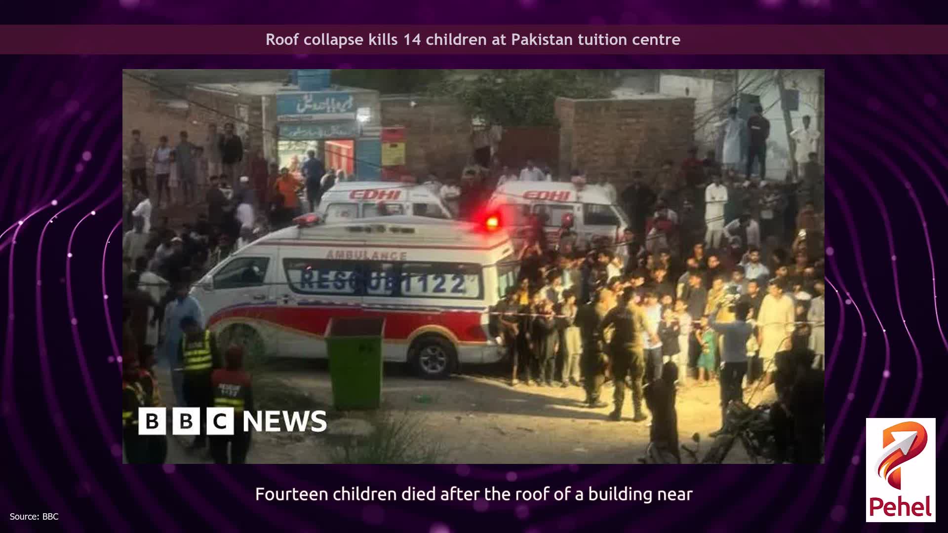 Roof collapse kills 14 children at Pakistan tuition centre