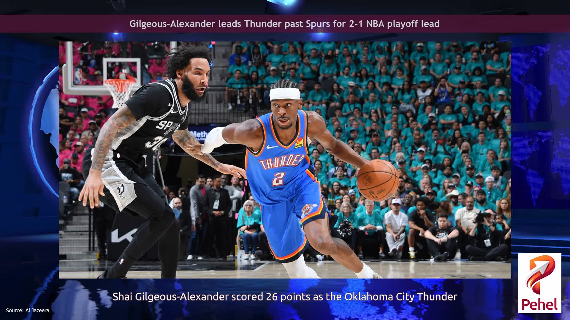 Gilgeous-Alexander leads Thunder past Spurs for 2-1 NBA playoff lead