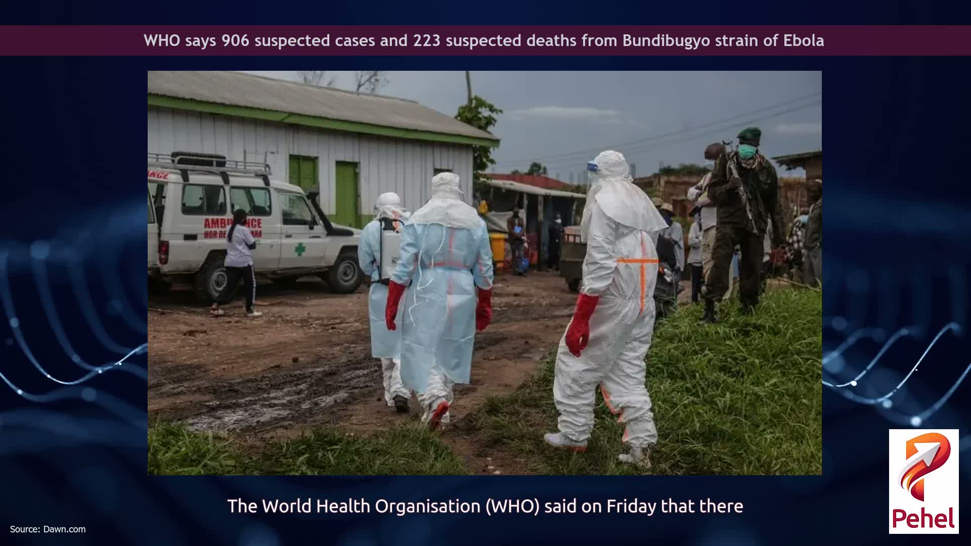 WHO says 906 suspected cases and 223 suspected deaths from Bundibugyo strain of Ebola