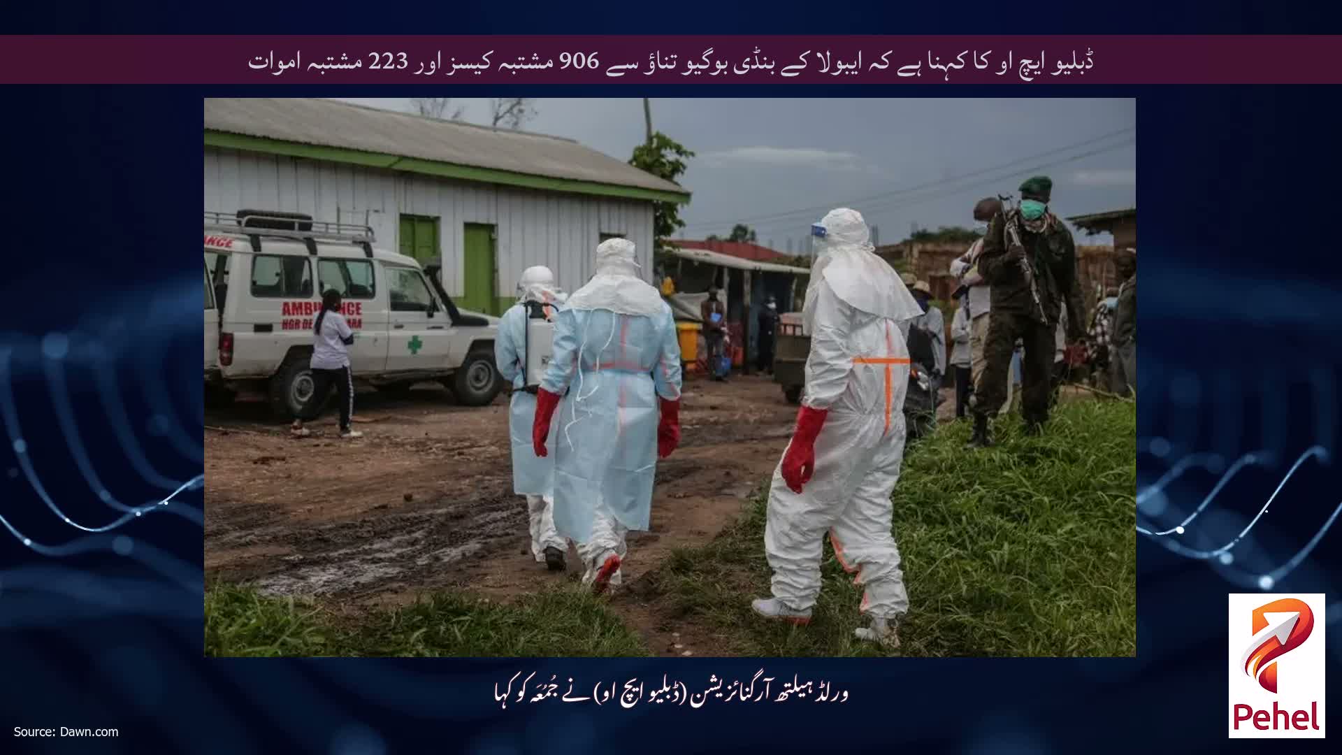 ڈبلیو ایچ او کا کہنا ہے کہ ایبولا کے بنڈی بوگیو تناؤ سے 906 مشتبہ کیسز اور 223 مشتبہ اموات