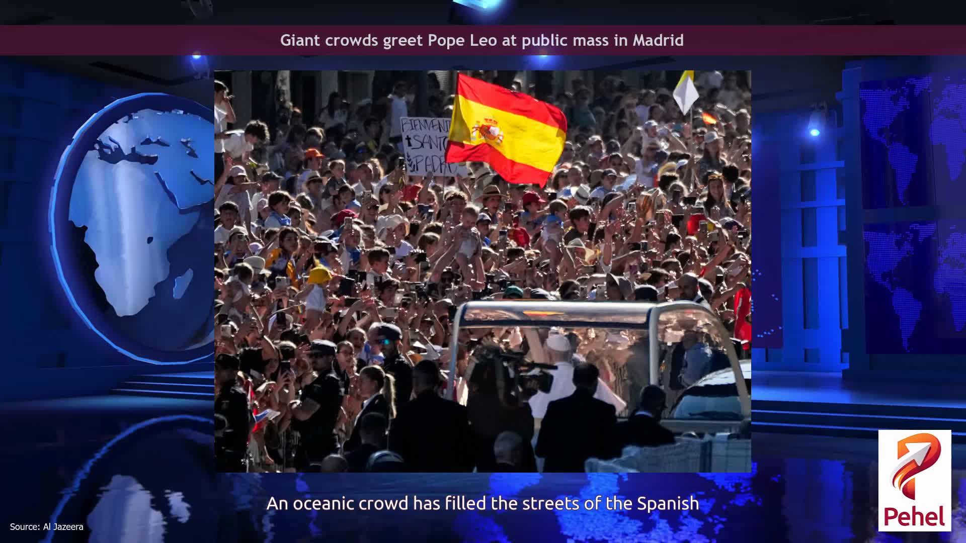 Giant crowds greet Pope Leo at public mass in Madrid
