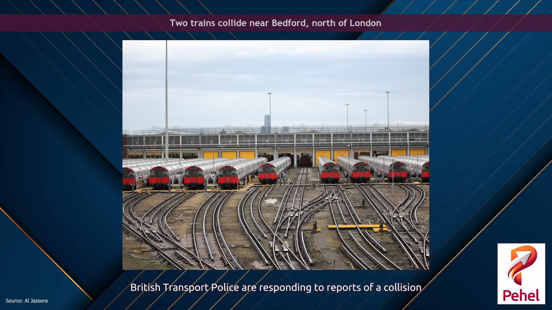 Two trains collide near Bedford, north of London