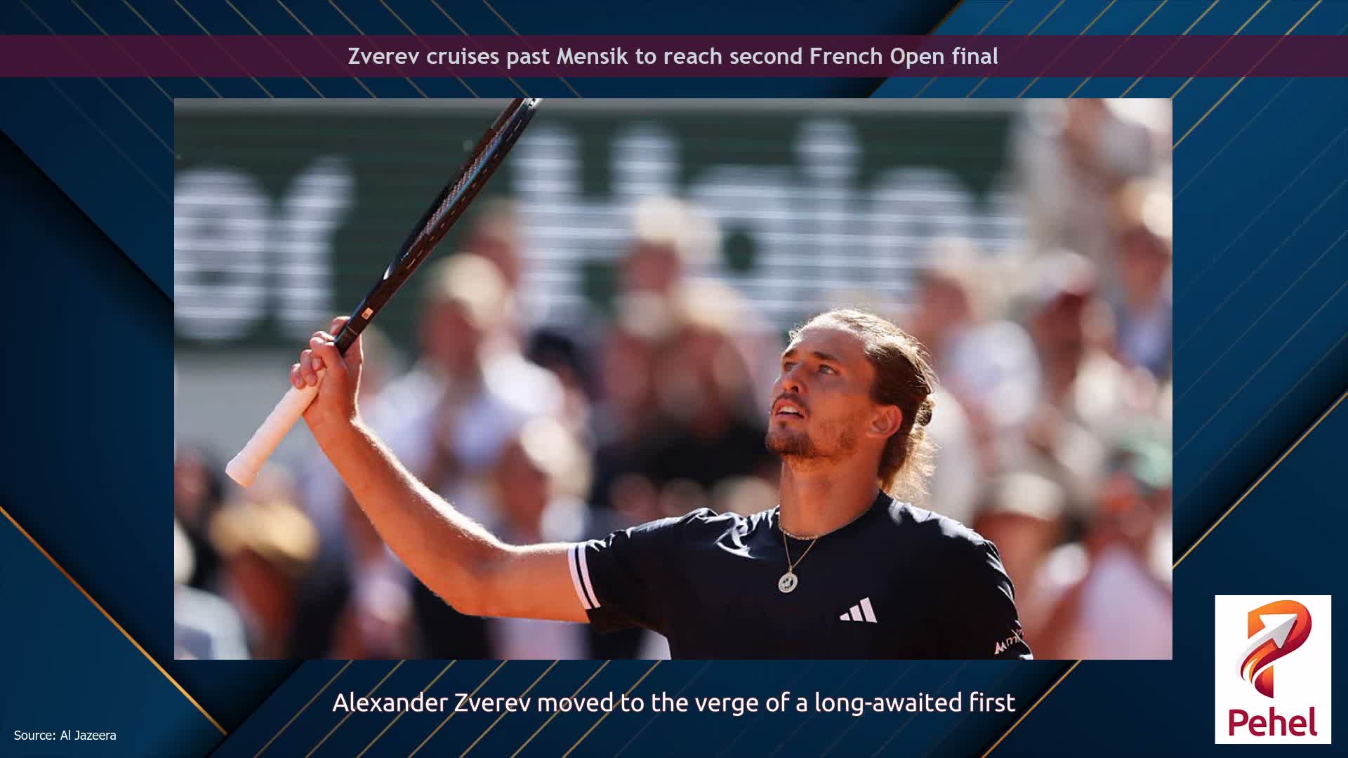 Zverev cruises past Mensik to reach second French Open final