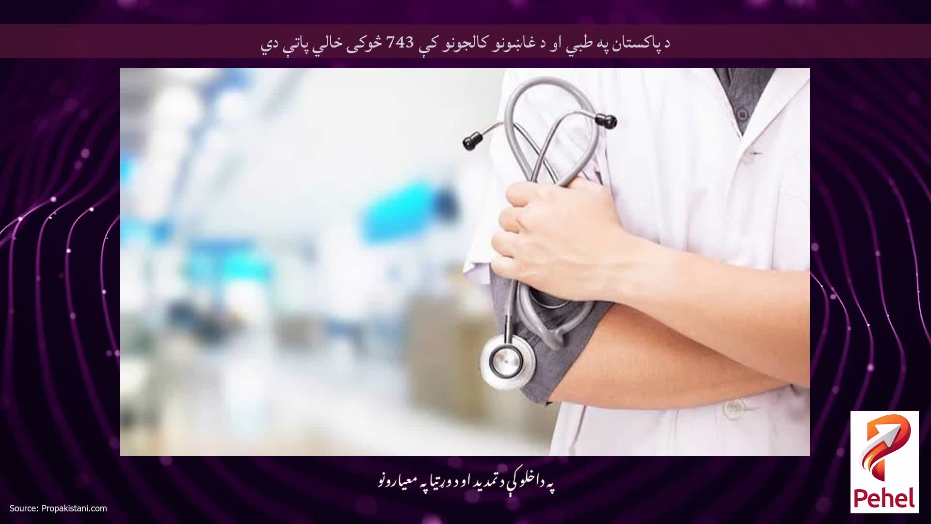 د پاکستان په طبي او د غاښونو کالجونو کې 743 څوکۍ خالي پاتې دي
